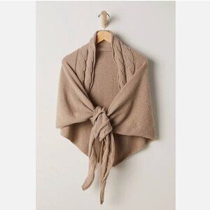 NWT Free People Oatmeal Taupe Cable Knit Wrap Shawl Scarf For Women, New!